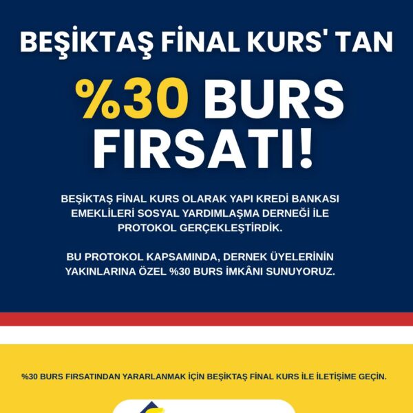 Beşiktaş Final Kurs İle %30 Özel İndirim Anlaşması!